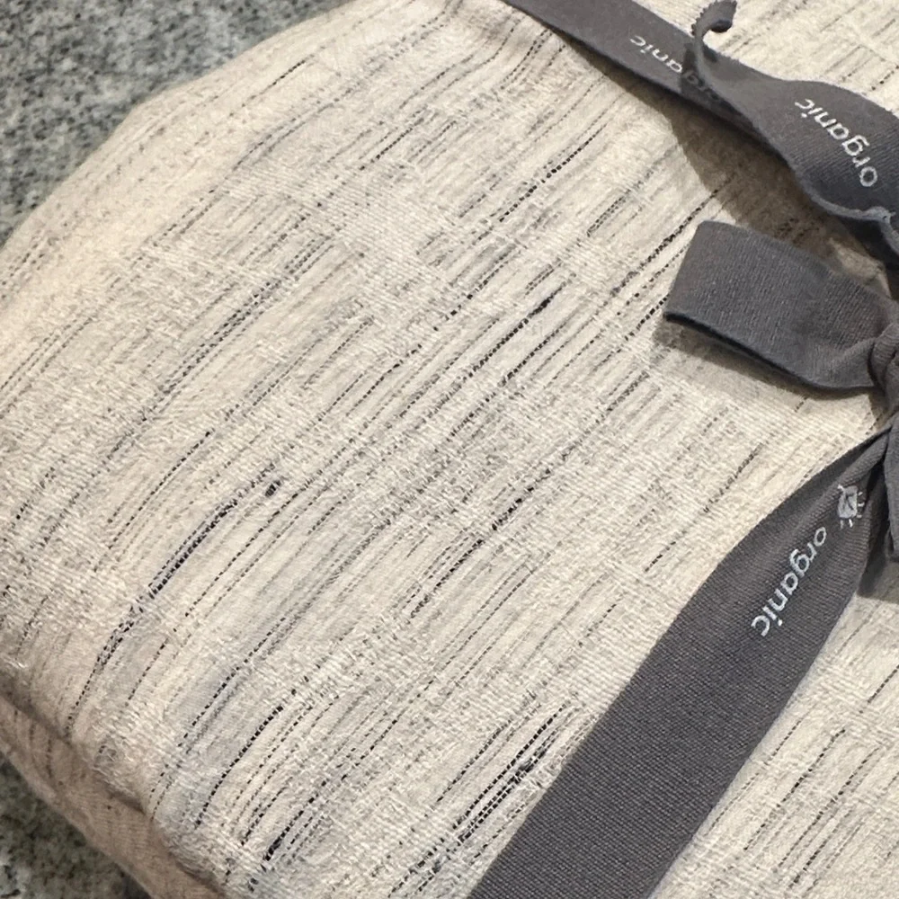 West Elm Organic Striped Duvet Cover in Cream and Gray